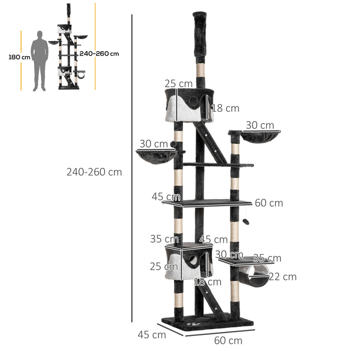 Kitten Condo Cat Tree - Fun House with Adjustable Platforms, Grey & White - Perfect Play Structure for Cats and Kittens