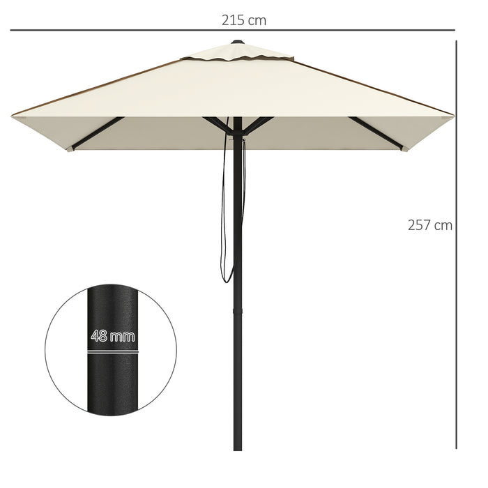 Patio Parasol Sun Shade Umbrella with Air Vent - Beige Market Umbrella with Piping Edge for Outdoor Table - UV Protection and Wind-Resistant Canopy for Garden and Backyard