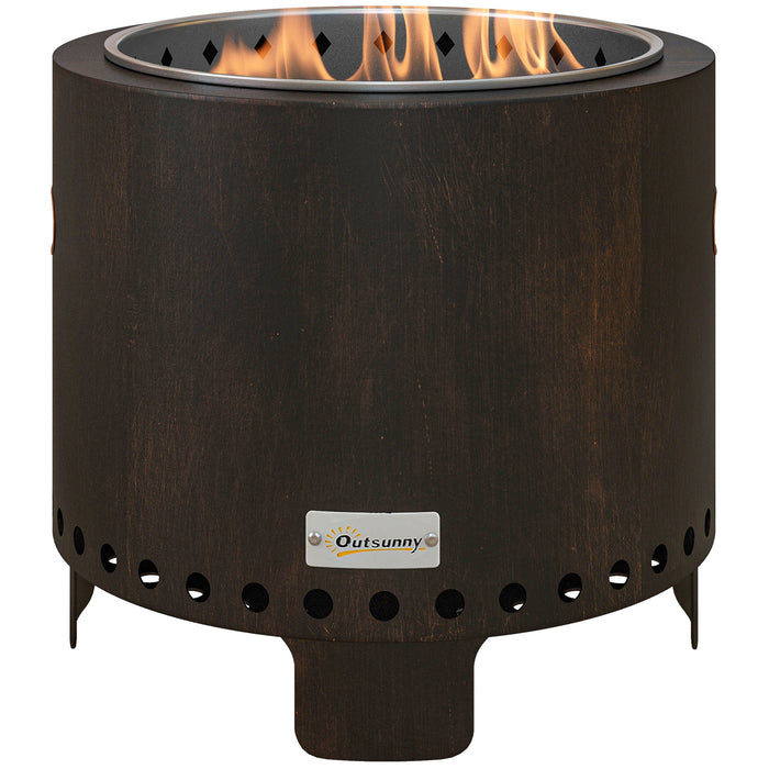 Outdoor Smokeless Fire Pit - Durable Metal Wood-Burning Design, Black Finish - Ideal for Backyard Entertainment and Family Gatherings