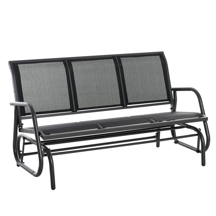 3-Person Outdoor Glider Bench - Rocking Garden Patio Loveseat with Sturdy Metal Frame - Comfortable Seating for Patio, Garden, Porch