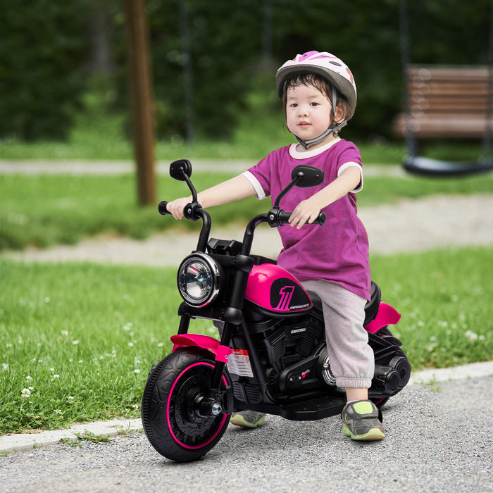 Kids' 6V Electric Motorbike with Training Wheels - Easy One-Button Start in Pink - Ideal First Ride-On Toy for Toddlers