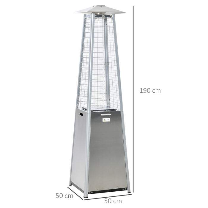 Outdoor Patio Gas Heater 11.2KW - Stainless Steel Pyramid Propane Heater with Wheels and Dust Cover - Ideal for Garden Heating and Outdoor Comfort