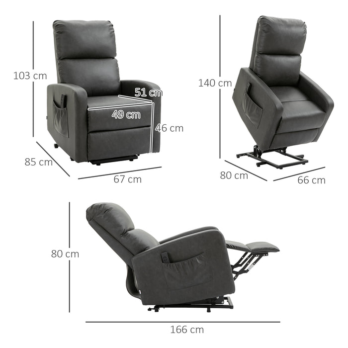 ElderEase 7000 Lift Chair - PU Leather Upholstered Reclining Chair with Remote Control and Side Pockets - Comfortable Living Room Furniture for Seniors and Mobility-Challenged Individuals