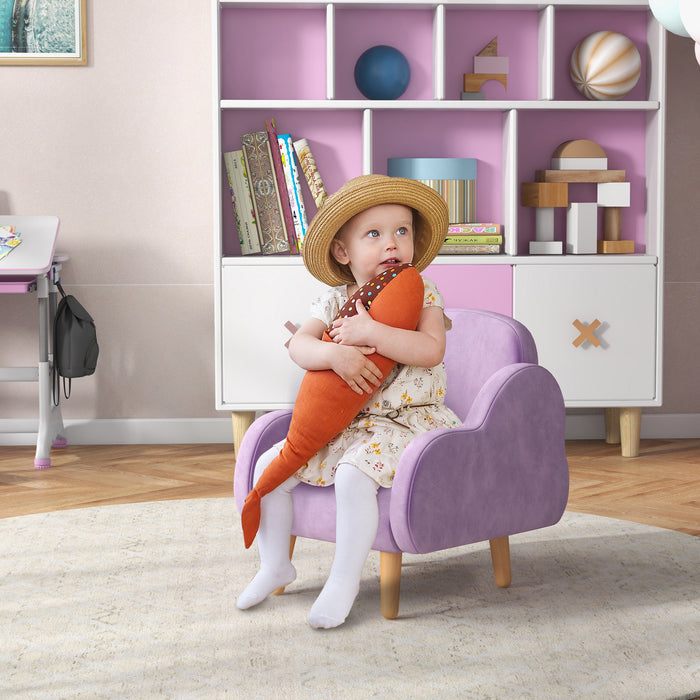 ErgoKids Cloud Chair - Comfy Ergonomic Toddler Armchair in Purple - Perfect Mini Sofa for Children's Playroom, Ages 1.5-5 Years