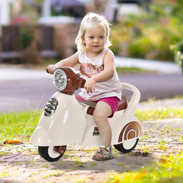 Toddlers' Melody Adventure Tricycle - Musical & Durable Plastic Push Trike in White/Brown - Perfect Ride for Young Children to Explore Sounds and Movement