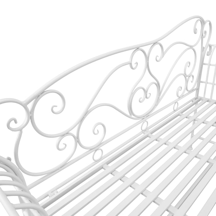 Outdoor Metal Garden Bench in Elegant White Finish - Durable Seating Furniture for Patio & Lawn - Comfortable Resting Spot for Home Gardens and Public Parks