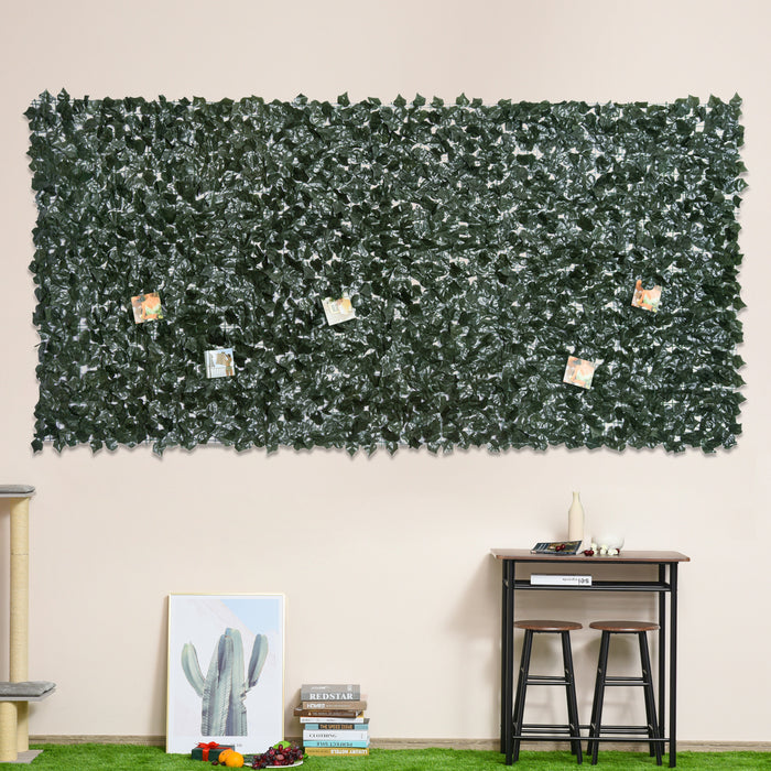 Artificial Leaf Hedge Screen Set - Dual 3 x 1.5m Dark Green Privacy Fences for Outdoor Gardens and Indoor Decor - Creates Secluded Spaces in Home or Commercial Settings