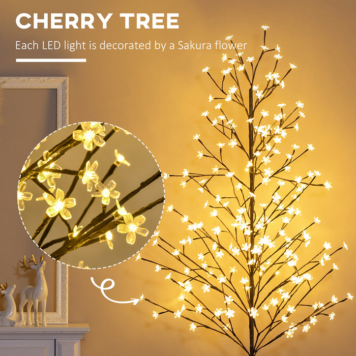 180 Warm White LED Cherry Blossom Tree - 6ft Artificial Lighted Tree with Plug-In for Ambiance - Perfect for Indoor Spaces and Covered Outdoor Areas