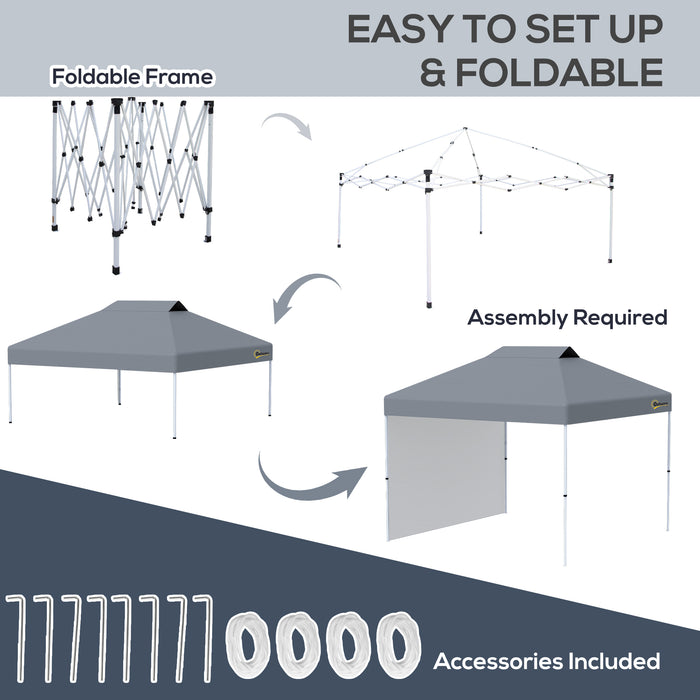 3x3M Pop Up Gazebo with Sidewall - Portable Roller Bag, Adjustable Height, Outdoor Event Shelter - Ideal for Garden, Patio, Events in Grey