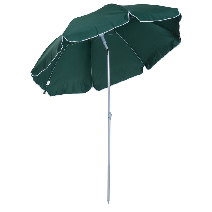 Steel Dark Green Beach Umbrella - Large 2.2m Parasol for Sun Protection - Ideal for Beachgoers and Outdoor Activities