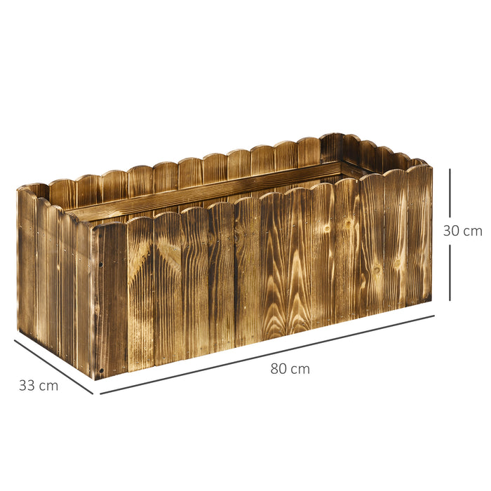 Large Rectangular Wooden Planter - 70L Flower & Vegetable Raised Bed, Outdoor Herb Display Box, 80x33x30 cm - Ideal for Gardeners and Patio Decor