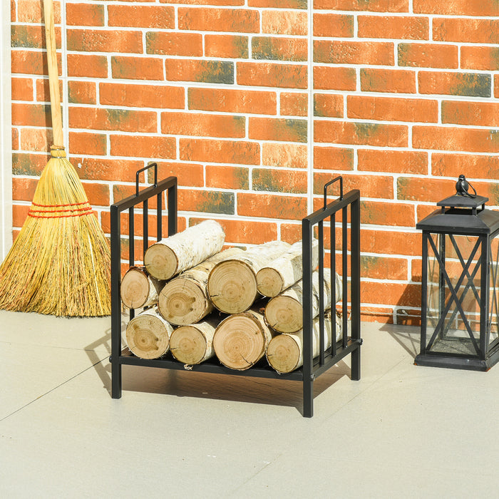 Outdoor/Indoor Firewood Log Rack - Sturdy Fireplace Wood Storage Holder with Dual Handles, 42x32.5x46 cm - Ideal for Hearth Maintenance & Organization