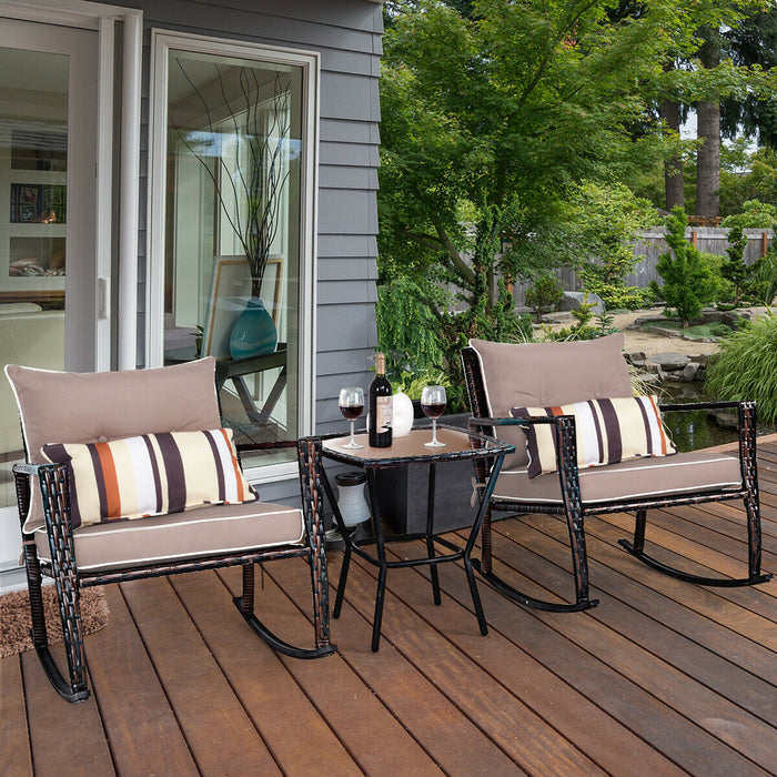 3pcs Rattan Bistro Set - Garden Furniture in Stylish Gray - Perfect for Outdoor Entertaining and Relaxation