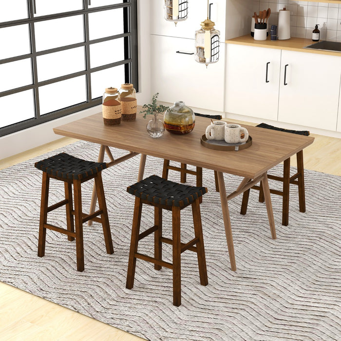 78cm Saddle Barstools - Woven Curved Seat Design for Comfort - Ideal for Kitchen Seating Arrangements