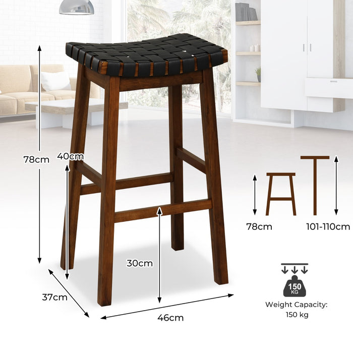 78cm Saddle Barstools - Woven Curved Seat Design for Comfort - Ideal for Kitchen Seating Arrangements