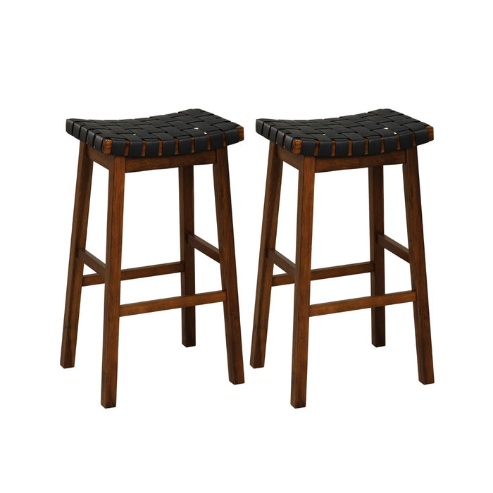 78cm Saddle Barstools - Woven Curved Seat Design for Comfort - Ideal for Kitchen Seating Arrangements