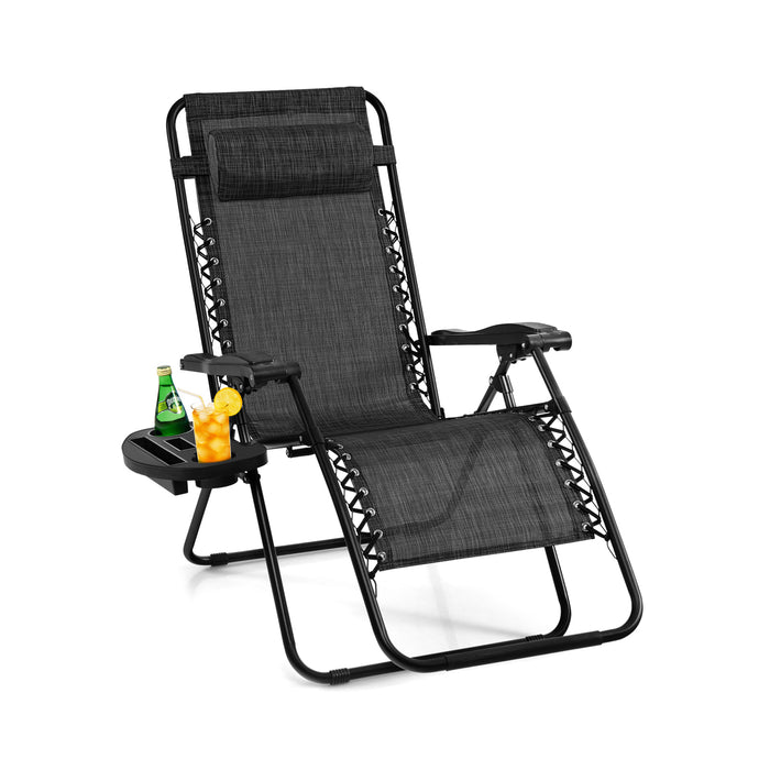 Outdoor Leisure Relaxation Chair - Foldable Patio Recliner with Detachable Headrest and Drink Holder - Ideal for Backyard Comfort and Convenience