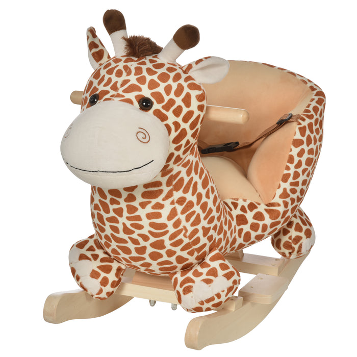 Giraffe-Themed Rocker with Sound Effects - Plush Rocking Horse Toy for Toddlers - Interactive Play and Development for Young Children