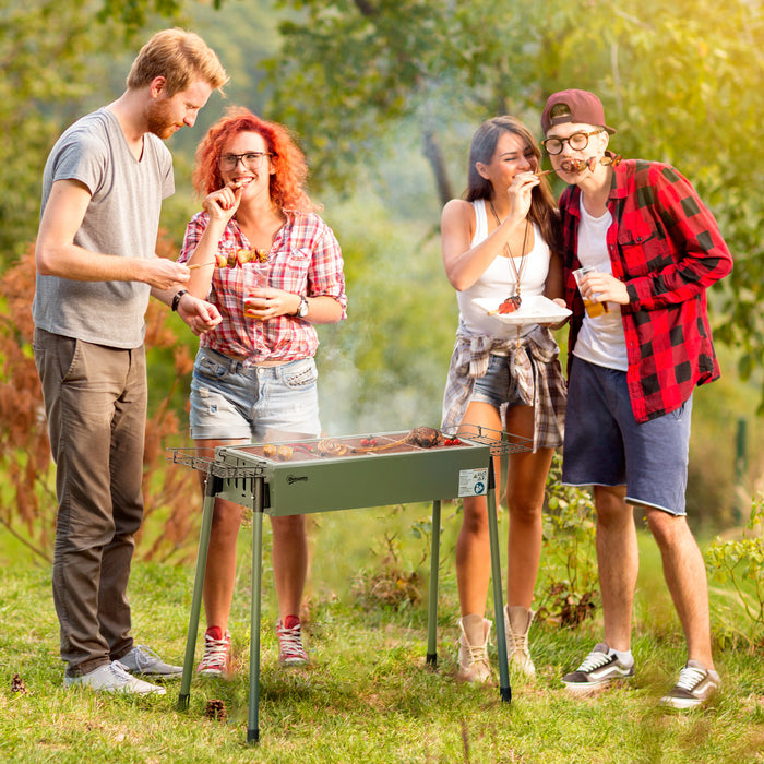 Compact Charcoal BBQ Grill with Spice Baskets - Sturdy Removable Legs & Adjustable Air Vents - Ideal for Outdoor Cooking & Camping Enthusiasts