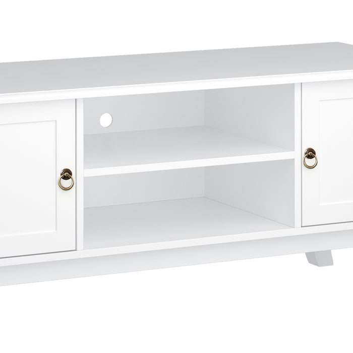 Ivory White Corner TV Stand - Sleek MDF Media Unit Table - Ideal for Space Saving & Living Room Organization