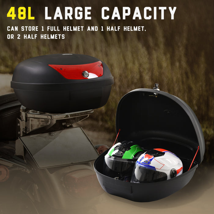 48L Motorcycle Trunk - Robust Travel Luggage Storage Box with Helmet Capacity - Ideal for Bikers' Touring Needs