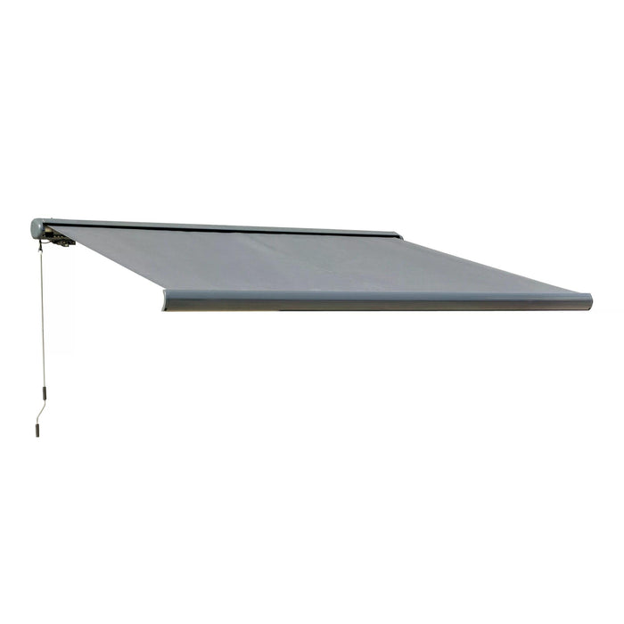 Electric Motorized Retractable Awning - Sun Shade Canopy with Remote Control & LED Lights, 300x250cm in Grey - Perfect for Patios and Outdoor Spaces