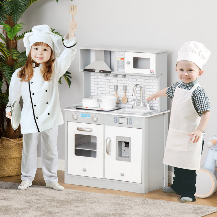 Educational Kids Cooking Playset with Sound & Light Effects - Realistic Battery Operated Cooktop & Ice Machine for Pretend Play - Interactive Role-Playing Game for Children