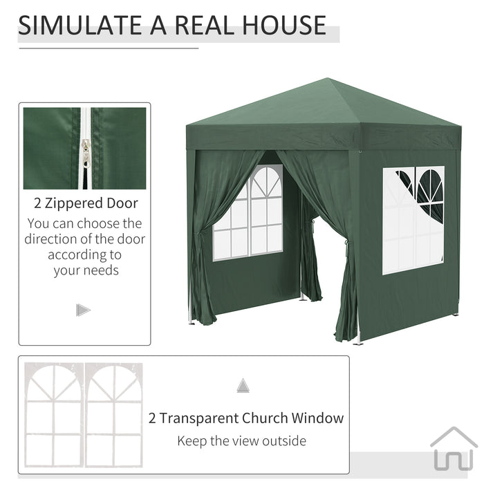 Green Pop-Up Gazebo - 2x2m Canopy for Outdoor Use - Ideal for Garden Parties & Events