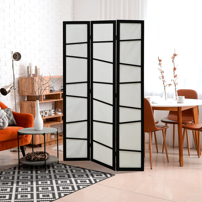 3-Panel Wooden Room Divider - Folding Privacy Screen & Freestanding Partition Separator - Ideal for Bedroom Space Management and Decor, White