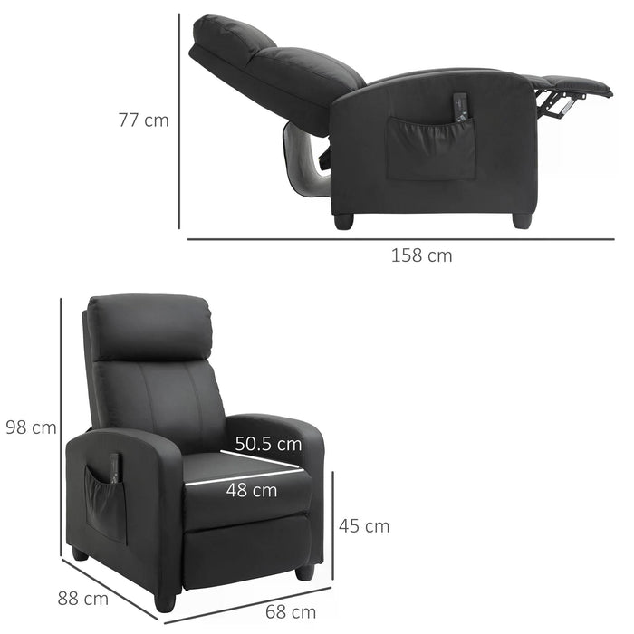 Reclining PU Leather Massage Chair with Footrest - Remote Controlled Armchair for Comfort - Ideal for Living Room, Bedroom, Home Theater