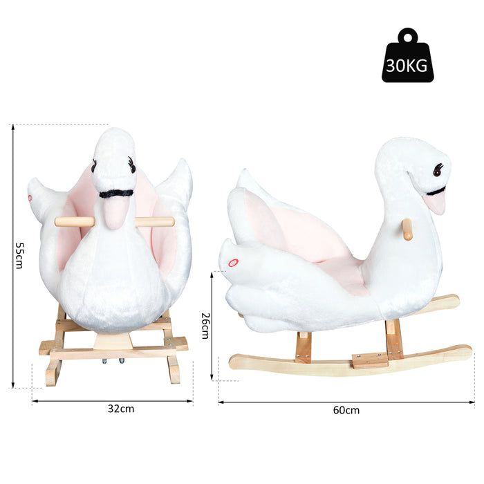 Swan-Themed Rocking Horse - Wooden Kids' Ride-On with Plush Finish and Musical Features - Perfect for Toddler Entertainment and Play