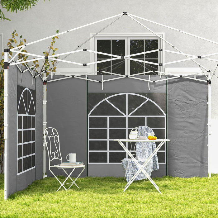 2-Pack Gazebo Side Panels with Windows and Doors - Fits 3x3m or 3x6m Pop Up Gazebos, Replacement Accessories - Ideal for Outdoor Events and Garden Shelter, Light Grey