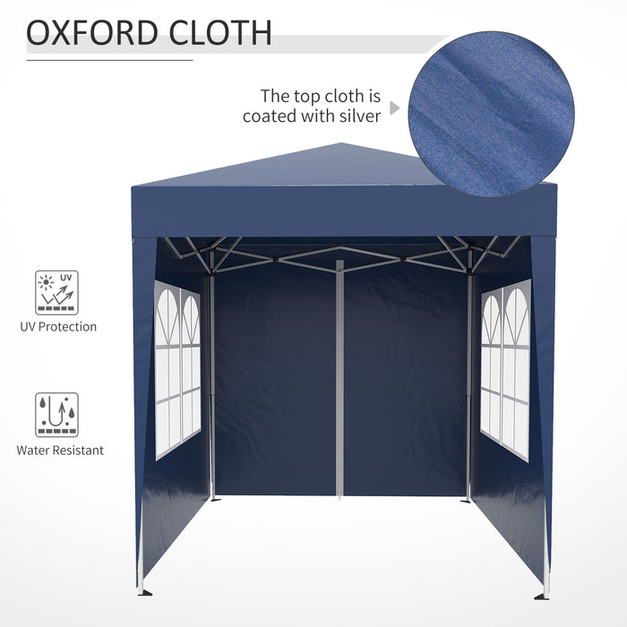 Deluxe 2x2m Pop-Up Garden Gazebo - Marquee Party Tent with Removable Walls and Windows, Wedding Canopy - Includes Free Carrying Case, Outdoor Events & Celebrations Shelter, Blue