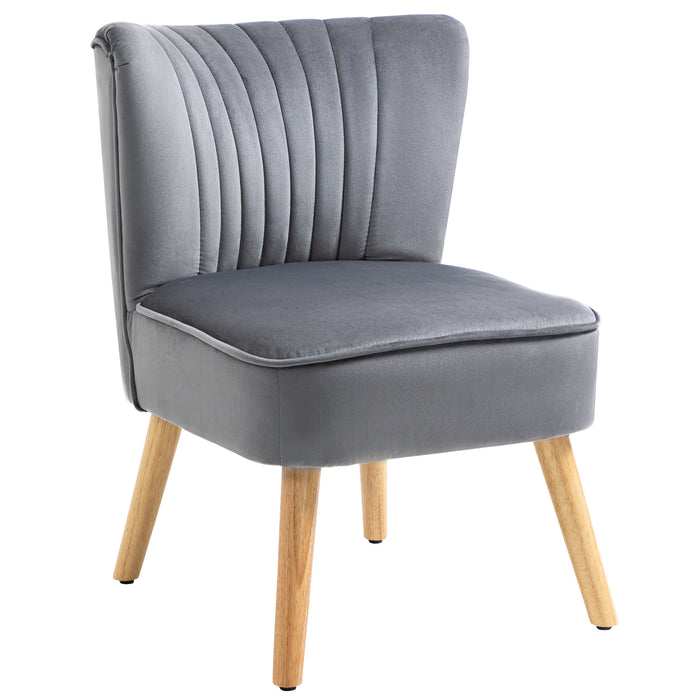 Fabric Upholstered Accent Chair - Contemporary Living Room Seat with Rubberwood Legs and Plush Cushioning, Grey - Elegant Comfort for Home or Office Spaces