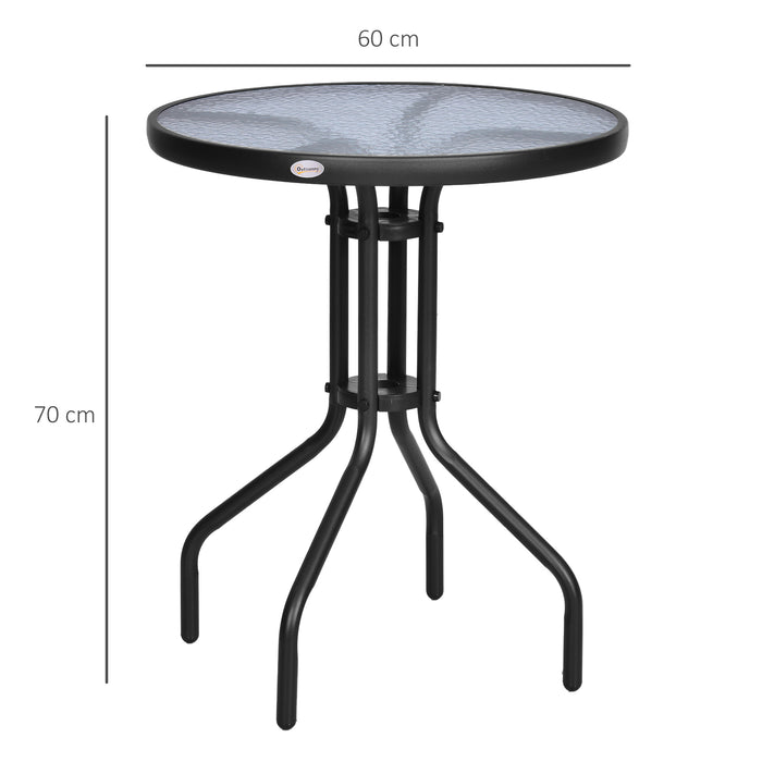 Round Tempered Glass Garden Table - Φ60×70H cm, Durable Metal Frame - Ideal for Patio & Outdoor Dining Spaces