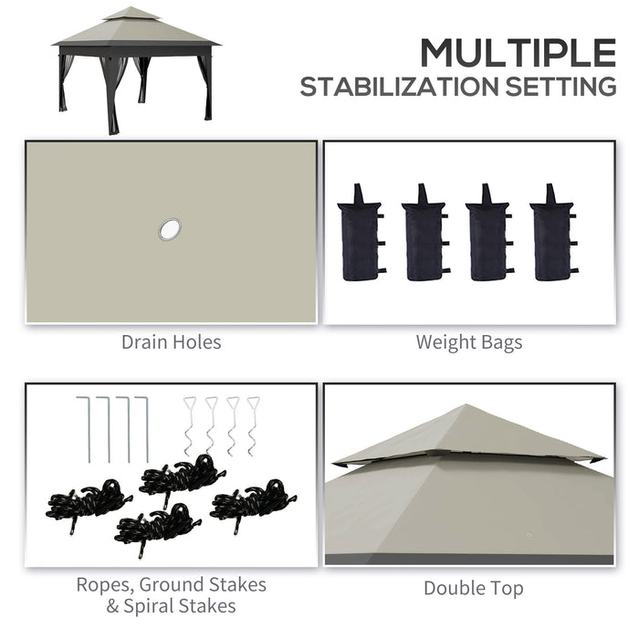 Pop Up Gazebo 3x3m with Mosquito Netting - Easy Up 1-Person Assembly Marquee Party Tent, Double Roof & Sandbags - Convenient Outdoor Shelter for Events & Garden Use