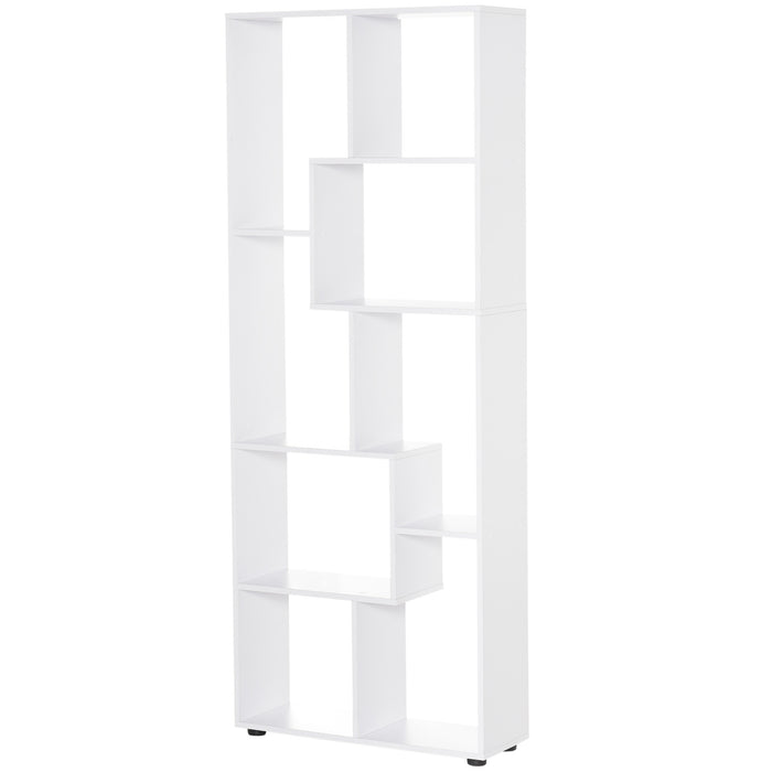 8-Tier Bookshelf with Melamine Finish - Stable, Freestanding Storage and Display Unit with Anti-Tipping Foot Pads - Chic Modern Home Organizer in White