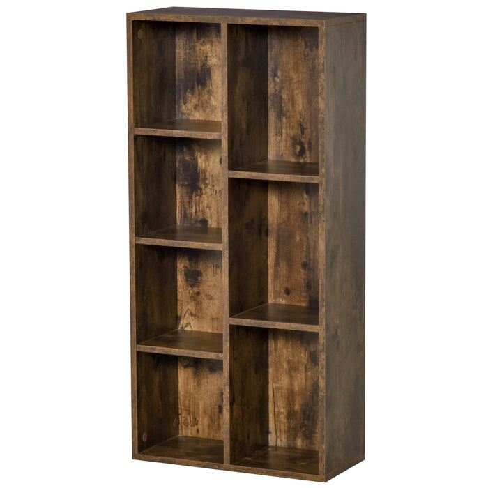 Industrial Cube Bookshelf - Rustic Brown Free Standing Display Cabinet with Storage Cubes - Ideal for Home Office, Living Room, or Study Organization