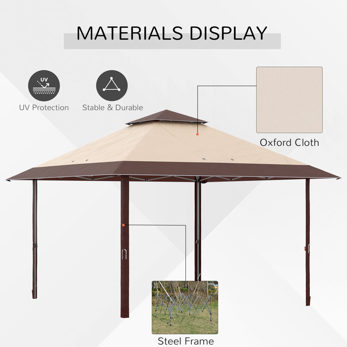 Pop-Up Double Roof Gazebo 4x4m - UV-Proof Canopy Tent with Roller Bag and Adjustable Legs, Steel Frame in Coffee - Perfect for Outdoor Parties and Events