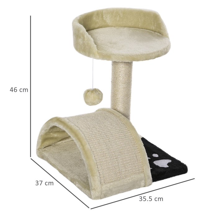 Cat Tree and Scratching Post - Kitten Activity Centre with Climber & Hanging Ball in Beige - Ideal for Playful Cats and Scratch Training