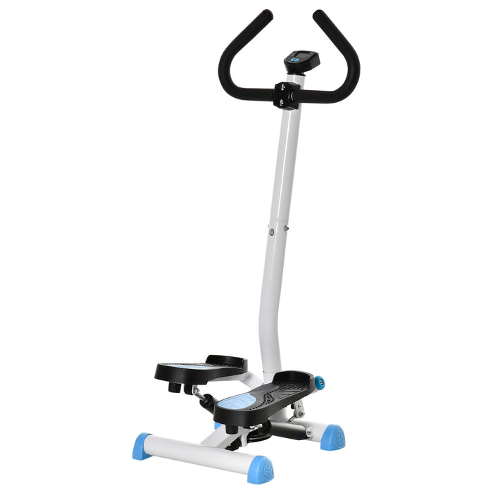 Adjustable Stepper Aerobic Exercise Machine with LCD & Handlebars - Full-Body Fitness Workout Equipment, Blue - Ideal for Home Gym and Cardio Training