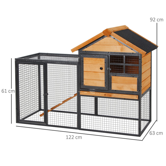 Elevated Wood and Metal Guinea Pig Hutch - Spacious Rabbit Cage with Slide-Out Cleaning Tray - Ideal Outdoor Bunny House for Pets