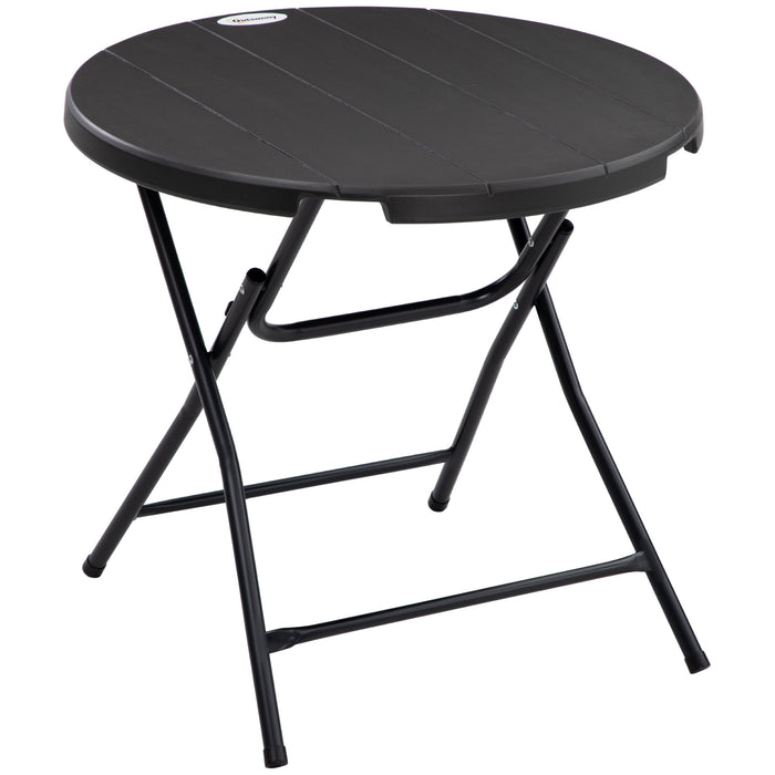 Foldable Outdoor Dining Table - Round HDPE Tabletop with Steel Frame for Patio or Garden - Compact Furniture Ideal for 4 People