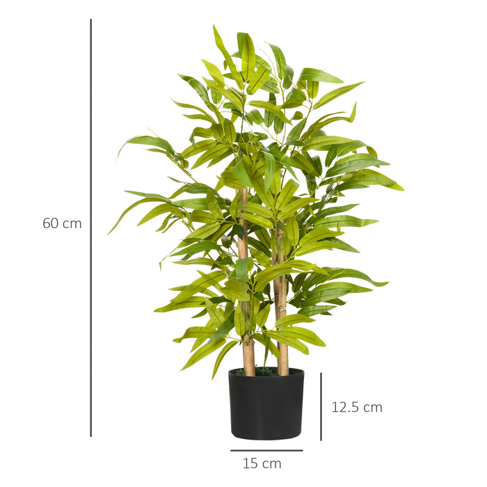 Artificial Bamboo Tree in Decorative Pot - Lifelike Indoor/Outdoor Greenery, 60cm Tall - Enhances Office and Home Ambiance