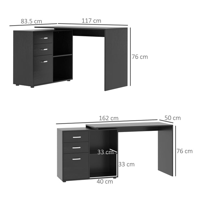 L-Shaped Computer Desk with Drawers and File Cabinet - Spacious Workstation for Home Office - Ideal for Organization and Comfortable Working Environment