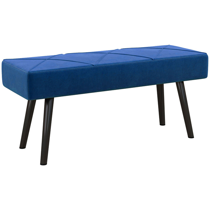 Bedroom Bench with X-Shape Base - Blue Upholstered Seat with Durable Steel Legs - Elegant Seating Solution for End of Bed or Hallway