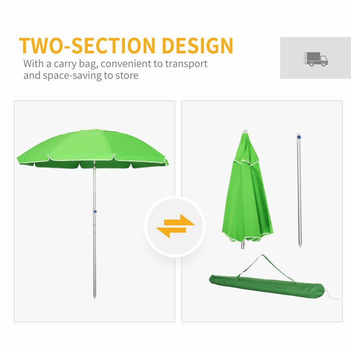 Arc 1.9m Pointed Beach Umbrella - Adjustable Tilt, Portable UV Protection with Carry Bag - Ideal for Outdoor Patio and Beachside Relaxation