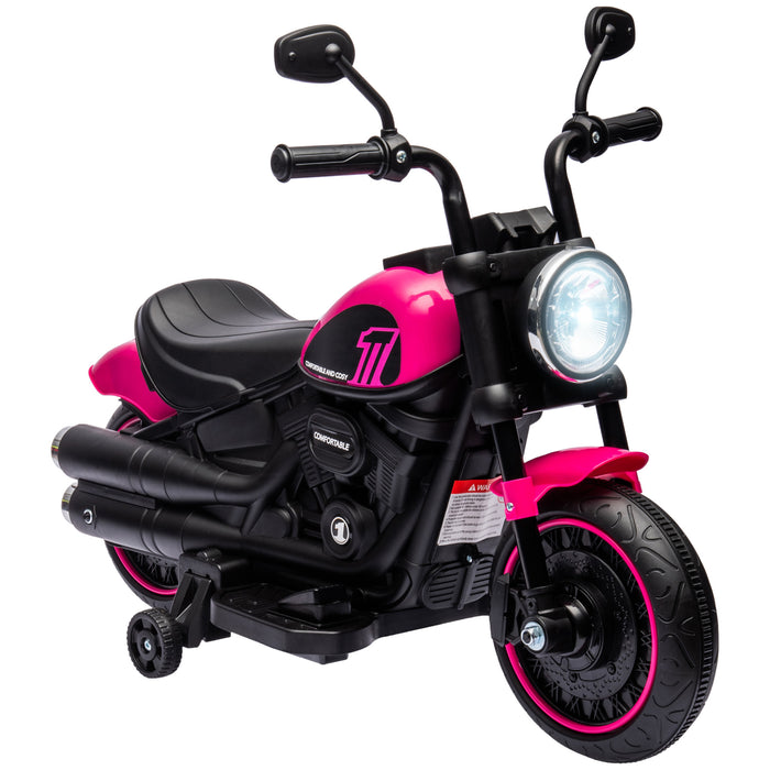 Kids' 6V Electric Motorbike with Training Wheels - Easy One-Button Start in Pink - Ideal First Ride-On Toy for Toddlers
