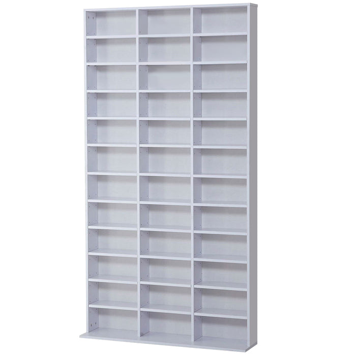 CD/DVD Storage Organizer Rack - Adjustable Shelf Unit for Up to 1116 CDs, 102 x 24 x 195 cm, White - Space-Saving Solution for Media Enthusiasts