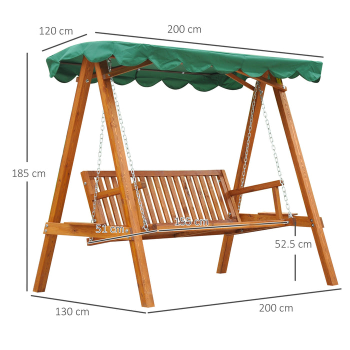 3-Seater Wooden Garden Swing - Sturdy Outdoor Bench Seating with Canopy - Perfect Relaxation Spot for Families and Gardens